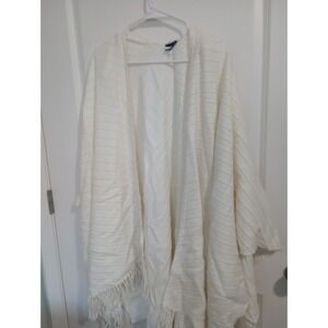 Croft &‎ Barrow Ivory Textured Shawl Wrap with Fringe – Lightweight Neutral Wrap